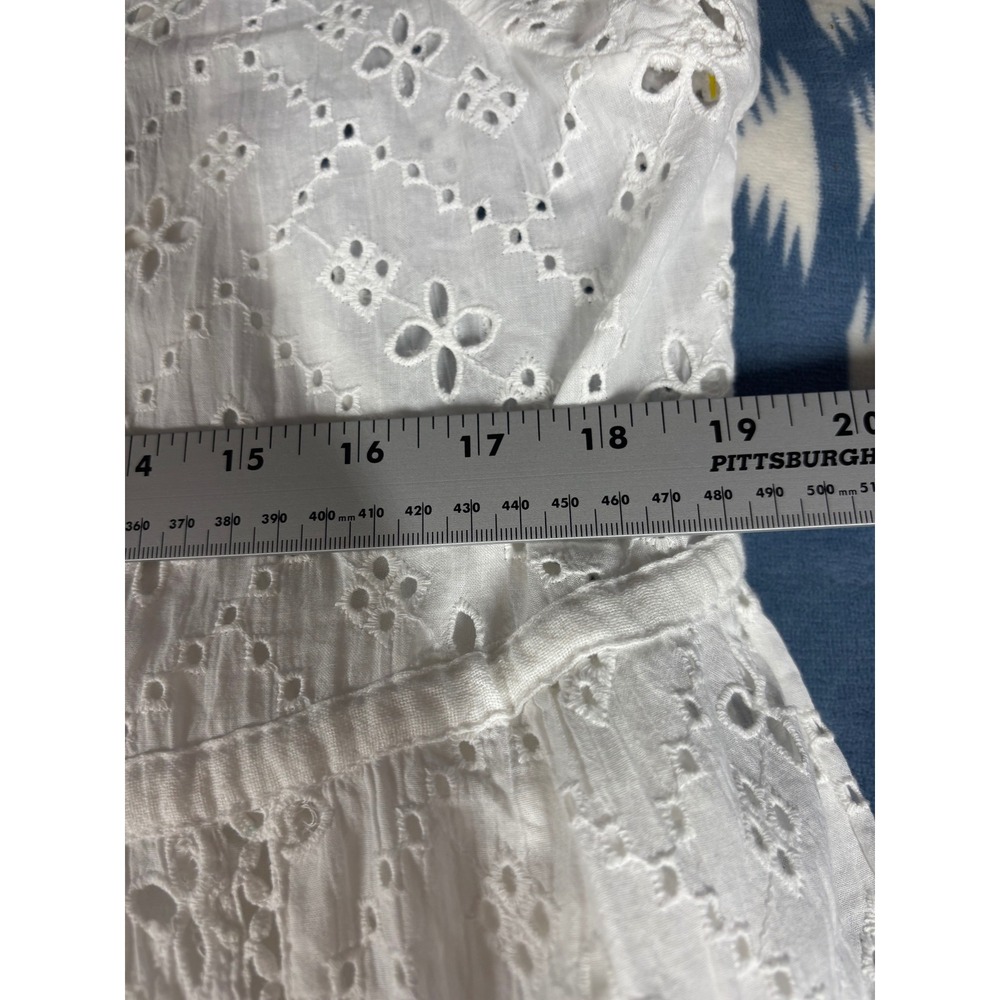 Sundance White Eyelet Lace Tiered Midi Dress Sleeveless Button Front Boho New - Picture 4 of 12